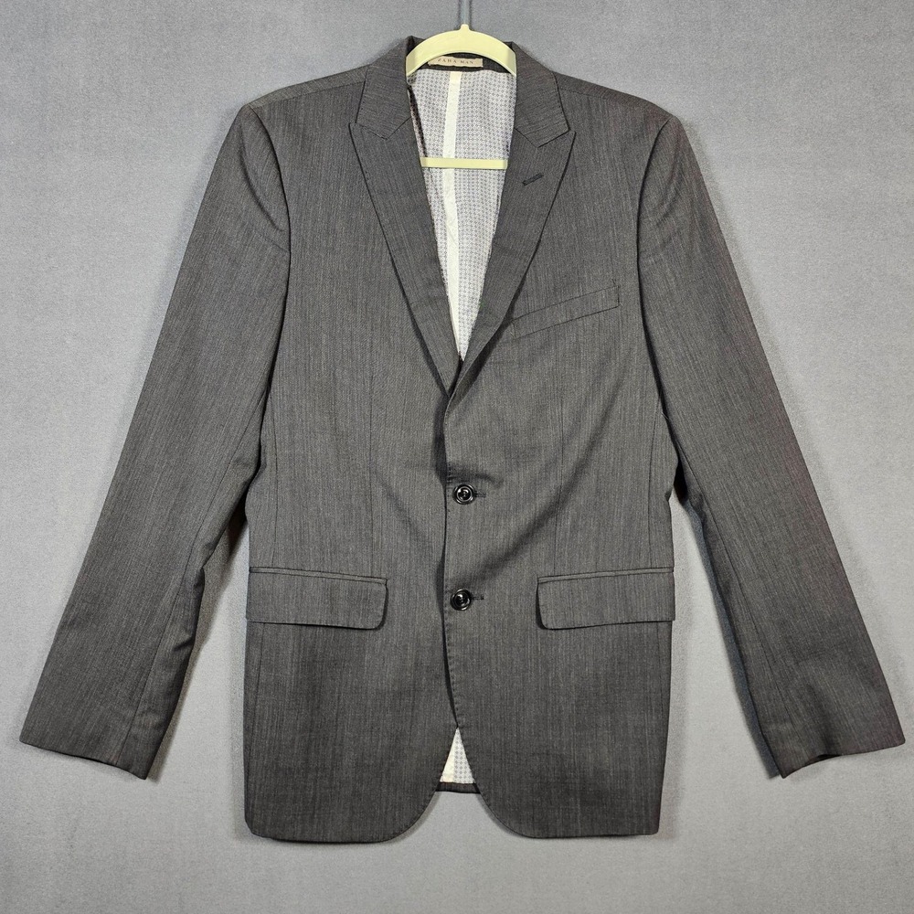 Zara Man Suit Jacket Mens Small Gray Wool Blend Notch Lapel Blazer Tailored Fit